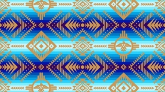 Tucson 647 Blue – Southwest-style cotton fabric by Elizabeth’s Studio, distributed in Canada by International Textiles Ltd