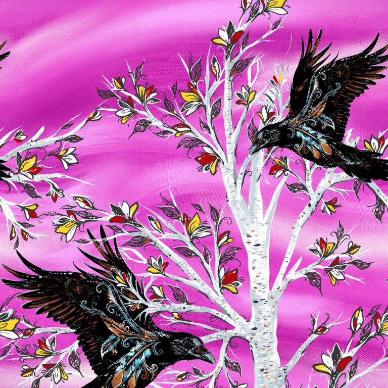 Indigenous Fabric Wholesale. Raven Tree design by Carla Joseph