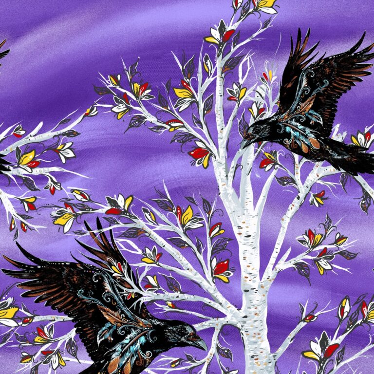 Indigenous Fabric Wholesale. Raven Tree design by Carla Joseph