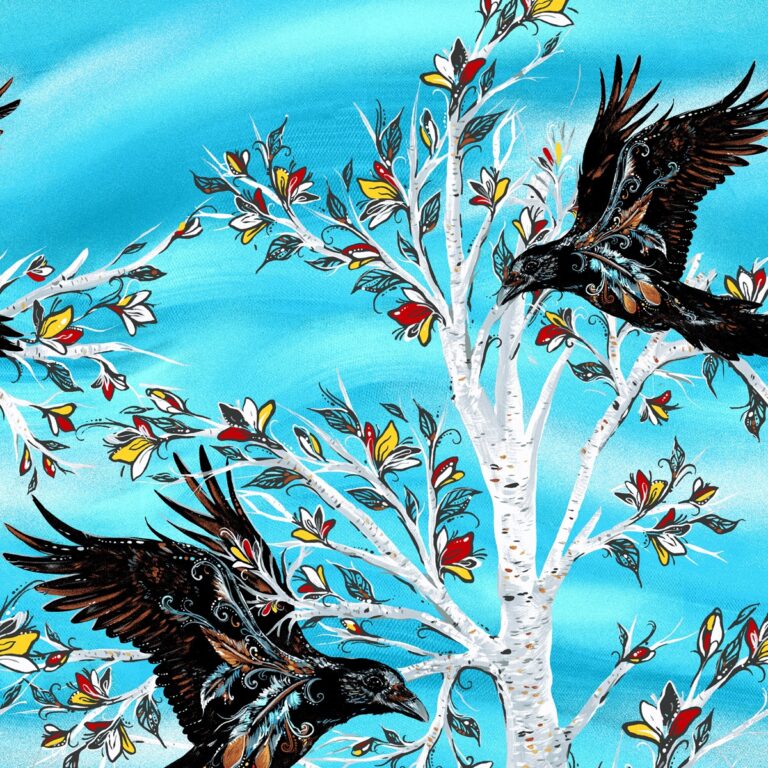 Indigenous Fabric Wholesale. Raven Tree design by Carla Joseph