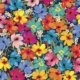 Colorful organic fabric featuring contemporary floral and geometric patterns, perfect for quilting and sewing projects. 31517 N