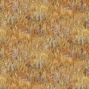 Canadian Geese fabric featuring geese in natural scenery with grass textures and scenic quilt panels from the Wings collection. 48001 Gold