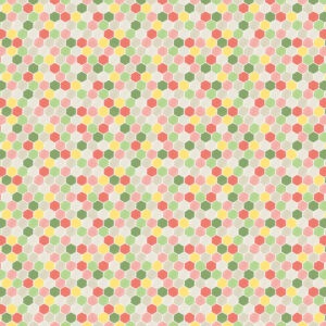 Fabric featuring birds, bees, flowers, honeycomb, and picnic plaids in soft pastel colors—ideal for garden-themed projects. 54437-6