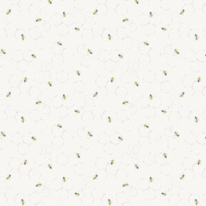 Fabric featuring birds, bees, flowers, honeycomb, and picnic plaids in soft pastel colors—ideal for garden-themed projects. 54438-1