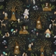 Fabric featuring wood animals like bunnies, squirrels, and chipmunks in a serene woodland setting. 54520-2