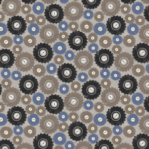 Colorful truck and construction fabric from the Diggers & Dozers collection, ideal for kids’ quilts and playroom décor. 54942-1