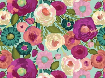 Colorful floral fabric from the Fragrant Field collection by Riley Blake Designs, ideal for quilts, apparel, and creative sewing projects. C15220-MINT