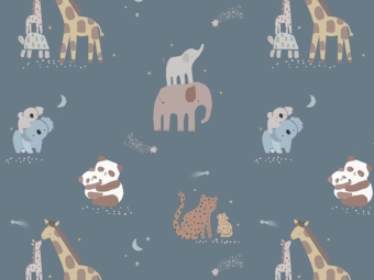 Safari-themed and Peter Rabbit flannel fabrics from Riley Blake Designs R1 2024 collection, perfect for kids' quilts, clothing, and nursery projects. F15310-DKBLUE