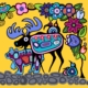 “Moose” Indigenous fabric collection by artist Donna The Strange, featuring designs that honor the sacred moose, available wholesale in Canada. DTS-0004P