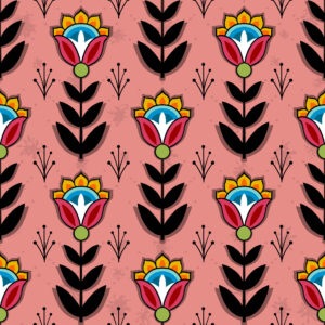 Ojibwe Indigenous fabric design SG-0008 by Shannon Gustafson in 100% cotton, 45-inch width, available in 10 colours, perfect for ribbon skirts and jingle dresses in Canada through International Textiles Ltd. SG-0008 Pink