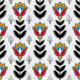 Ojibwe Indigenous fabric design SG-0008 by Shannon Gustafson in 100% cotton, 45-inch width, available in 10 colours, perfect for ribbon skirts and jingle dresses in Canada through International Textiles Ltd. SG-0008 Silvery White