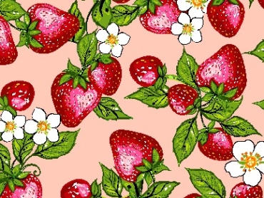 Indigenous fabric panel from Strawberry Dreamcatcher by Carla Joseph featuring a strawberry plant rooted in a heart-shaped dreamcatcher, symbolizing love, healing, and connection to the land. CAJ-0008 | Coral