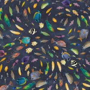 Deep Sea fabric by Windham Fabrics – ocean and sea fabric featuring whales, orcas, and coral reefs, available in limited stock at International Textiles Ltd, Canada. 55257D-1