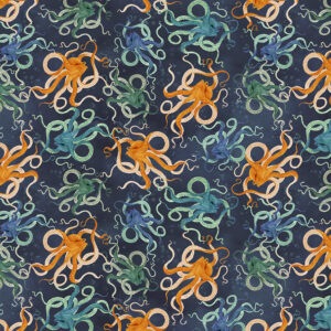Deep Sea fabric by Windham Fabrics – ocean and sea fabric featuring whales, orcas, and coral reefs, available in limited stock at International Textiles Ltd, Canada. 55258D-1
