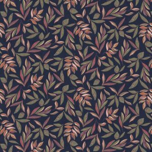 Floral stitches fabric from the A Garden of Stitches collection featuring intricate embroidery-inspired designs in a rich color palette. 5949 N