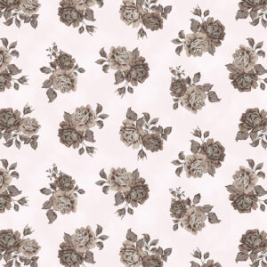 Dwell, a fabric collection featuring lush floral fabrics, tile designs, and delicate tossed blooms in taupe and cream, available at International Textiles in Canada. 54739-1