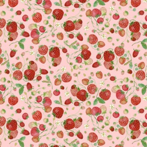 Forest Fruits fabric collection featuring illustrated wild berries, forest fruits, mushrooms, and flowers in a nature-inspired design, available at International Textiles in Canada. 54772D-6